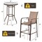 3-Piece Outdoor Patio Bar Set with 2 Stools & Tempered Glass Table, Brown Steel Frame & Breathable Fabric